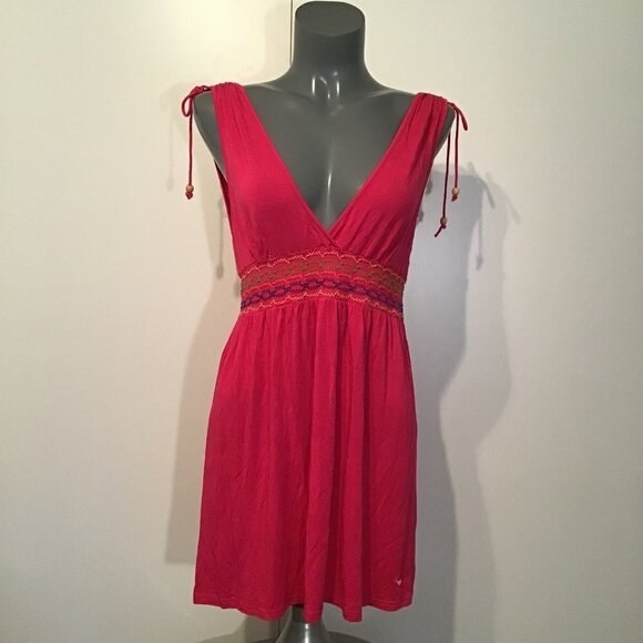 Pink by Victoria's Secret Deep V Tie Shoulder Sundress  Size L - Picture 1 of 12